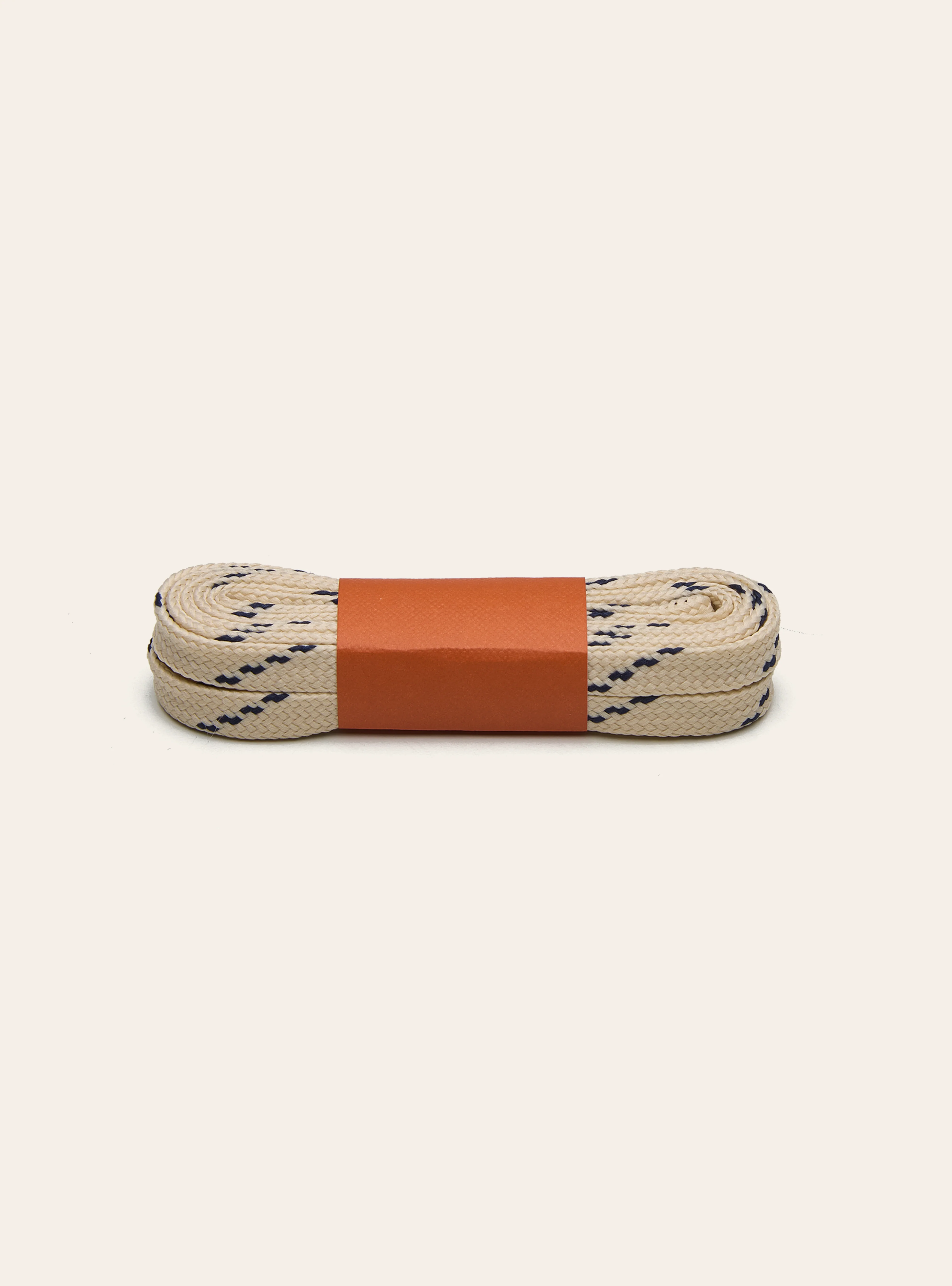 Flat Woven Laces 120cm - Beige with Navy Fleck